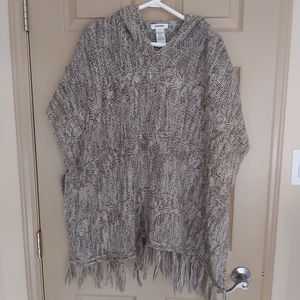 Garage Cable Knit Hooded Poncho Sweater
